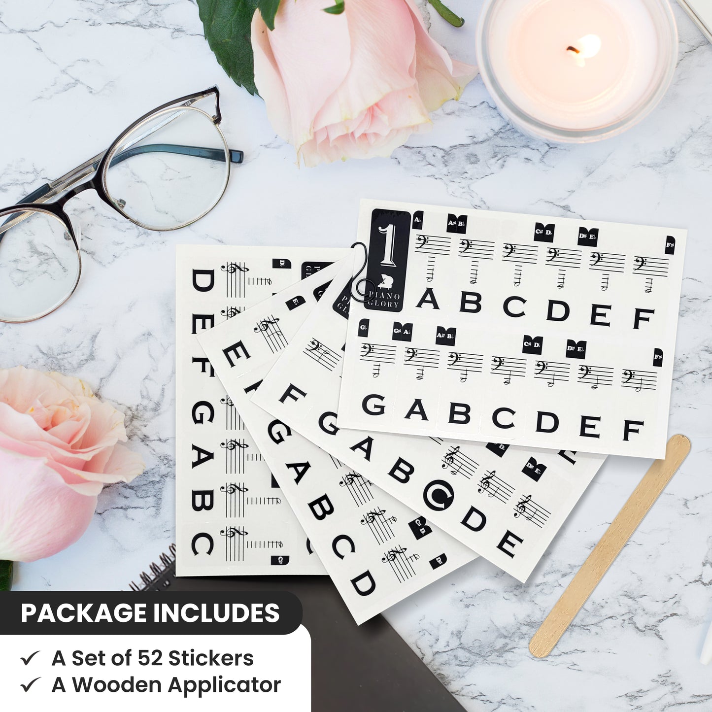 ๐น Piano Key Stickers for All Keyboards (37โ88 Keys) + BONUS Sheet Music & Learning Charts