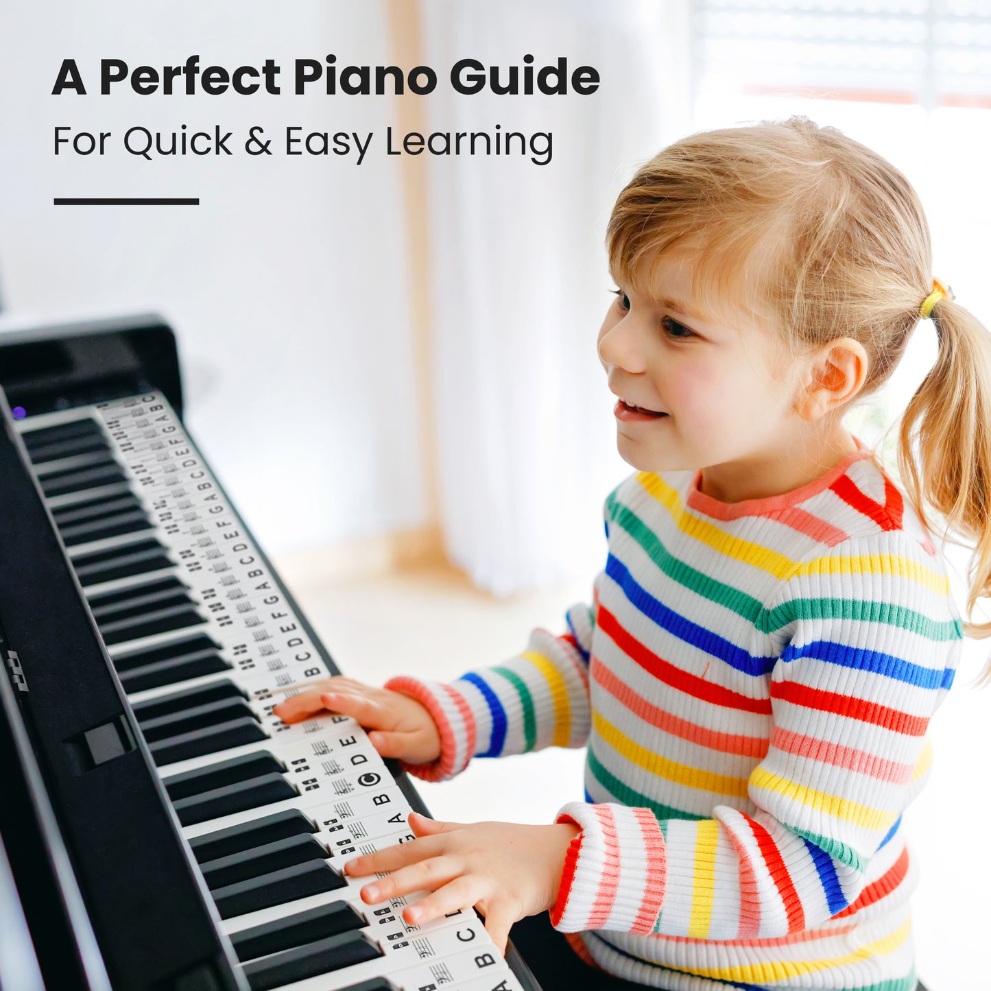 ๐น Piano Key Stickers for All Keyboards (37โ88 Keys) + BONUS Sheet Music & Learning Charts
